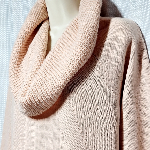 NWT Calvin Klein Pink Blush Cowl Neck Waffle Accent Sweater Women's (XL) - Picture 5 of 8